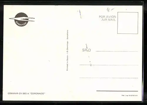 AK Flugzeug Convair CV 990 A Coronado von Spantax in der Luft