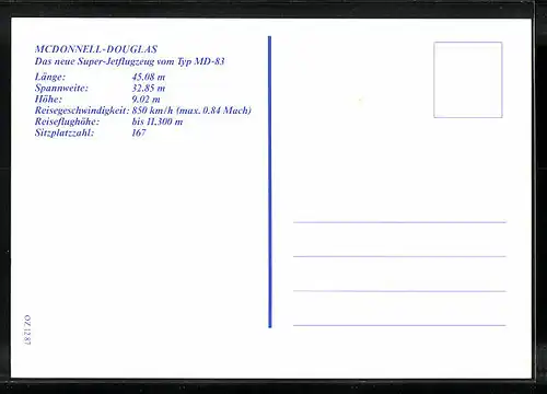 AK McDonnell Douglas, das neue Super-Jetflugzeug vom Typ MD-83 der Aero-Lloyd
