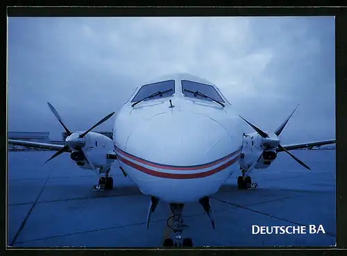 AK Flugzeug Saab 340 der Deutsche BA am Boden