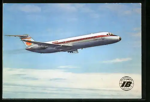 AK Flugzeug DC-9 Douglas Jet von Iberia im Flug