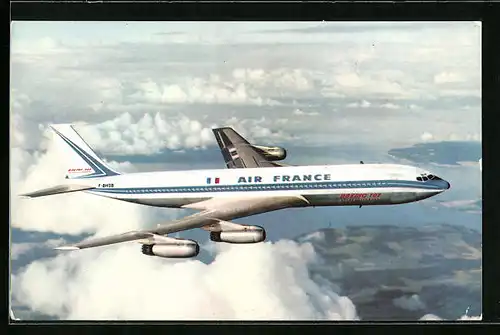 AK Flugzeug Boeing 707 Intercontinental von Air France über den Wolken