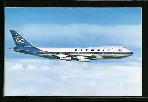 AK Flugzeug Jumbo Jet Boeing 747-200B der Olympic Airways