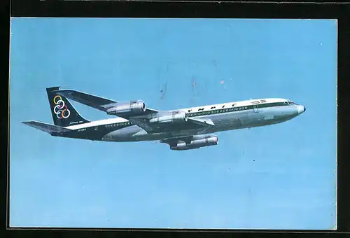 AK Flugzeug Boeing 707-320 der Olympic Airways am Himmel
