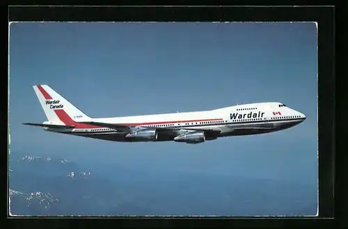 AK Flugzeug Boeing 747 der Wardair Canada am Himmel