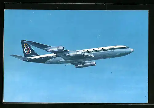 AK Flugzeug Boeing 707-320 der Olympic Airways am Himmel