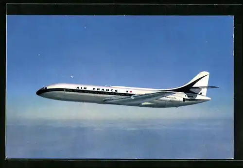 AK Flugzeug Caravelle der Air France am Himmel