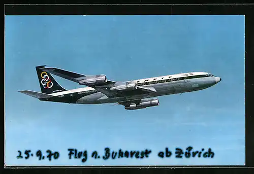 AK Flugzeug Boeing 707-320 der Olympic Airways im Flug