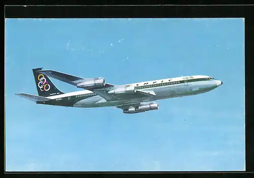 AK Flugzeug Boeing 707-320 der Olympic Airways im Flug