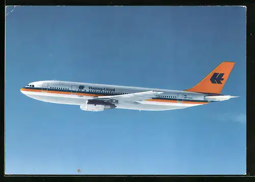 AK Flugzeug Airbus A-300 B4 von Hapag-Lloyd am Himmel