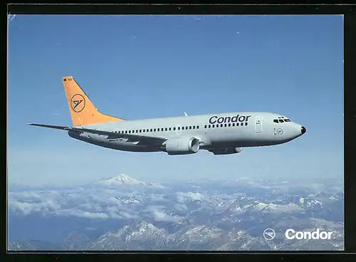 AK Flugzeug Boeing 737-300 von Condor über Gebirge