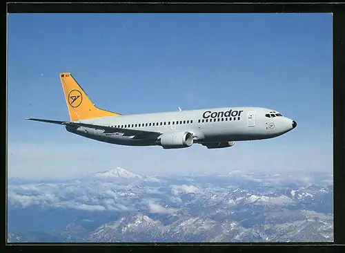 AK Flugzeug Boeing 737-300 von Condor über Gebirge