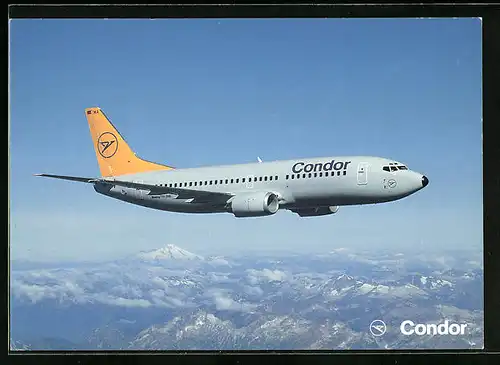 AK Flugzeug Boeing 737-300 von Condor über Gebirge