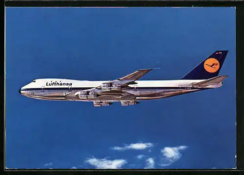AK Flugzeug Boeing Jet 747 von Lufthansa am Himmel