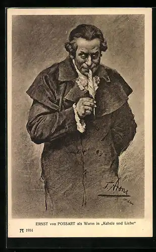 Künstler-AK Schauspieler Ernst von Possart als Wurm in Kabale und Liebe