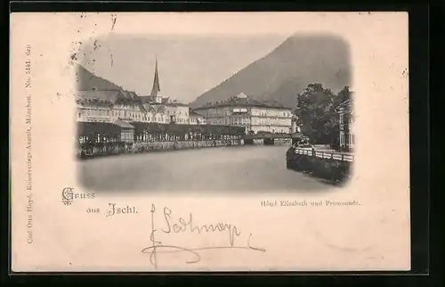 AK Ischl, Hotel Elisabeth und Promenade