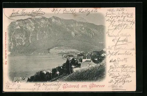 AK Unterach am Attersee, Gesamtansicht aus der Vogelschau