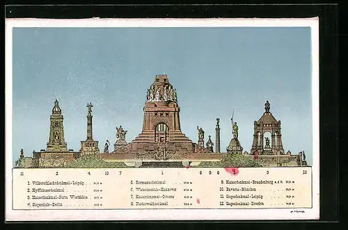 AK Leipzig, Denkmäler Deutschlands in ihren Grössenverhältnissen zum Völkerschlachtdenkmal