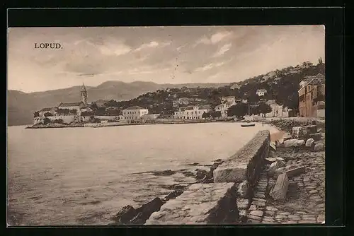 AK Lopud, Ortsansicht am Wasser