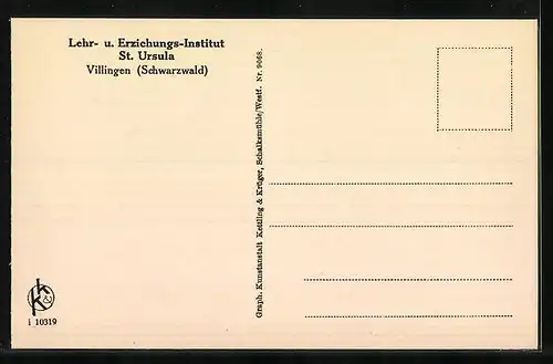 AK Villingen / Schwarzwald, Lehr- u. Erziehungs-Institut St. Ursula, Park