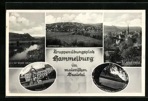 AK Hammelburg, Gesamtansicht, Schloss Saaleck, Marktplatz
