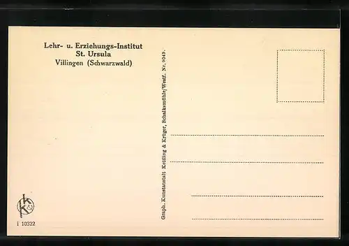 AK Villingen / Schwarzwald, Lehr- u. Erziehungs-Institut St. Ursula, Klassenzimmer