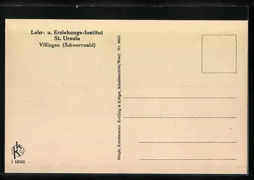 AK Villingen / Schwarzwald, Lehr- u. Erziehungs-Institut St. Ursula, Strassenseite