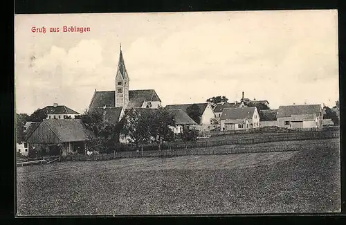 AK Bobingen, Ortspartie mit Kirche