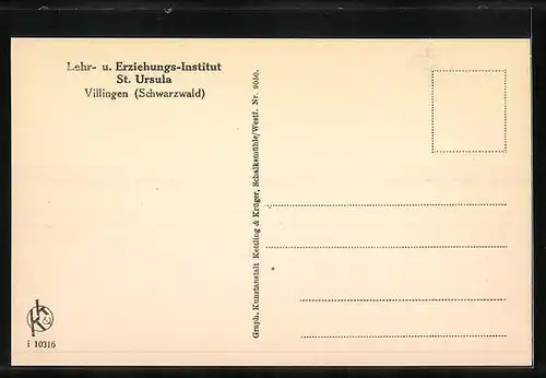 AK Villingen / Schwarzwald, Lehr- u. Erziehungs-Institut St. Ursula, Speisesaal