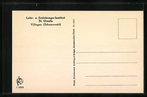 AK Villingen / Schwarzwald, Lehr- u. Erziehungs-Institut St. Ursula, Empfangszimmer