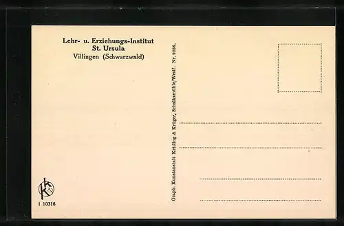 AK Villingen / Schwarzwald, Lehr- u. Erziehungs-Institut St. Ursula, Empfangszimmer