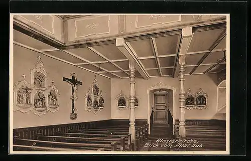 AK Villingen / Schwarzwald, Lehr- u. Erziehungs-Institut St. Ursula, Klosterkirche, Blick vom Altar