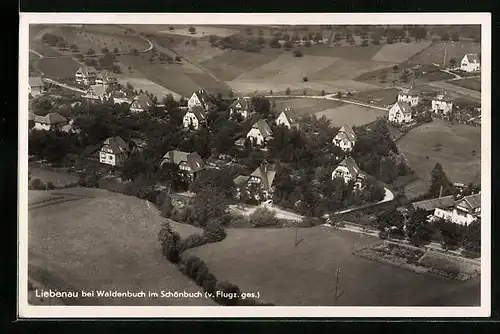 AK Waldenbuch, Ortsansicht mit Kurhaus Liebenau vom Flugzeug aus gesehen