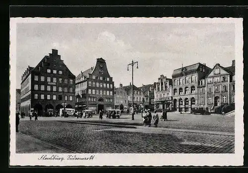 AK Flensburg, Südermarkt mit Beamtenbank