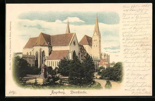 AK Augsburg, Domkirche mit Denkmal