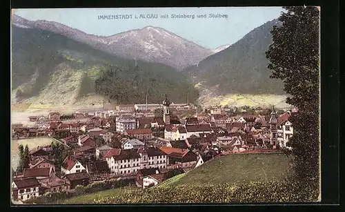 AK Immenstadt im Allgäu, Ortsansicht mit Steinberg und Stuiben