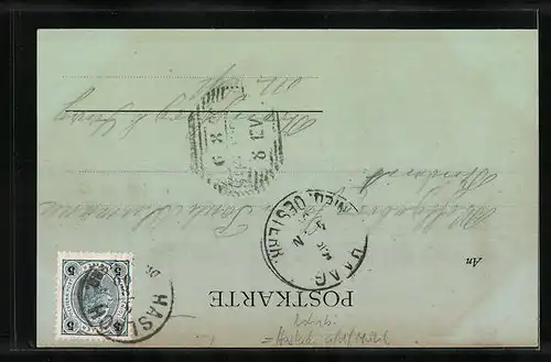 Mondschein-AK Haslach, Ortsansicht aus der Vogelschau