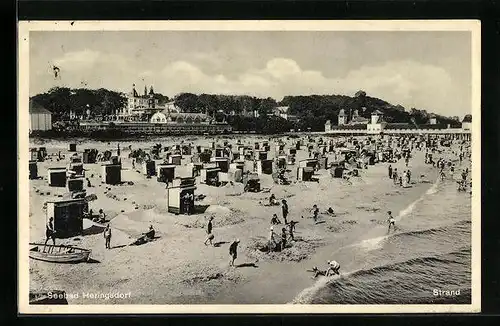 AK Heringsdorf, Strand mit Badegästen