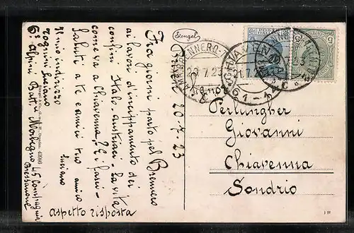 AK Brixen, Ortsansicht mit Fluss und Kirche