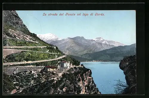 AK Strada del Ponale /Lago di Garda, Ausblick zum See und auf die Berge