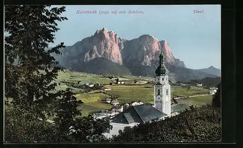 AK Kastelruth /Schlern, Ortsansicht mit Kirche