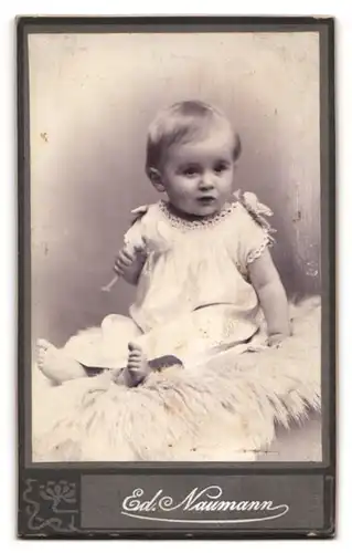 Fotografie Eduard Naumann, Meerane i. S., Augustusstr. 33, Dame mit Haarschmuck, Rückseitig Baby Portrait