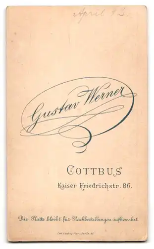 Fotografie Gustav Werner, Cottbus, Kaiser Friedrichstrasse 86, Zwei Kleinkinder in weissen Kleidchen