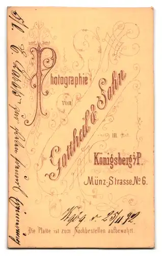 Fotografie Gottheil & Sohn, Königsberg i. Pr., Münz-Strasse 6, Junger Herr mit Schnurrbart