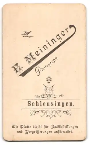 Fotografie E. Meiniger, Schleusingen, Lächelnder junger Mann mit Seitenscheitel im Sonntagsstaat