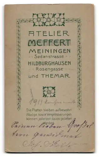 Fotografie Atelier Meffert, Meiningen, Sedanstrasse, Blonder Bursche im gutbürgerlichen Anzug