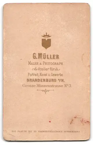 Fotografie G. Müller, Brandenburg /Havel, Grosse Münzenstrasse 3, Niedliches Kleinkind im zweifarbigen Rüschenkleid