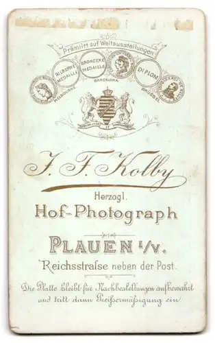 Fotografie Kolby, Plauen /V., Reichstrasse neben der Post, Baby im Säuglingskleid