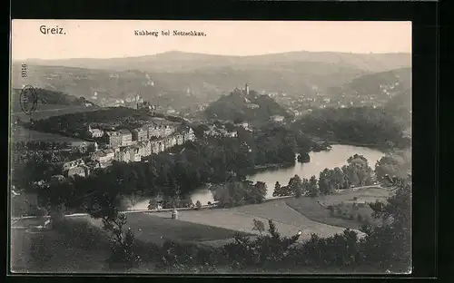 AK Greiz, Blick auf Kuhberg bei Netzschkau