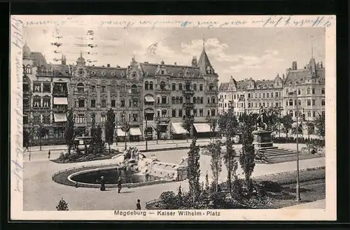 AK Magdeburg, Blick zum Kaiser Wilhelm-Platz