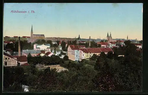 AK Mühlhausen i. Th., Ortsansicht mit Kirche